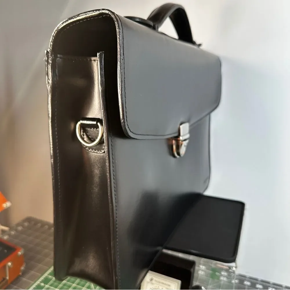 JACK GEORGES®   |  ELEMENTS™ BRIEFCASE  |  BLACK  |  Hand-Made  |  GOOD-COND  |